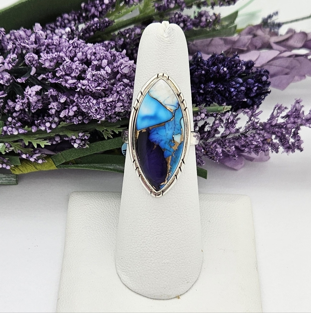 Ice Blue Dahlia Sterling Silver Ring - Picture 6 of 8